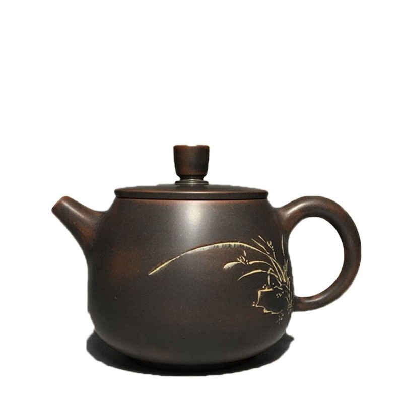 古韵坭兴陶坊茶壶茶具 空谷幽兰 灵均壶纯手工 约235ML 正宗泥料