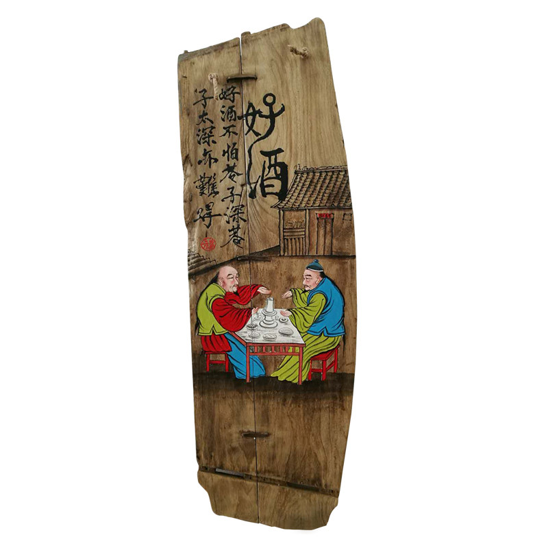 达摩做旧原木中式风壁饰古典挂画