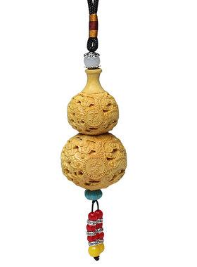 木雕双龙戏珠葫芦汽车手把件