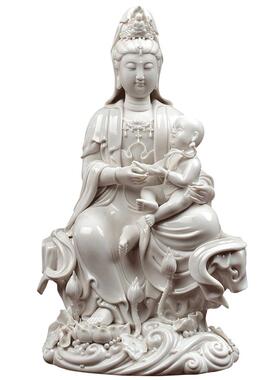 戴玉堂白瓷装饰观世音菩萨观音客厅供奉摆件求子送子观音佛像