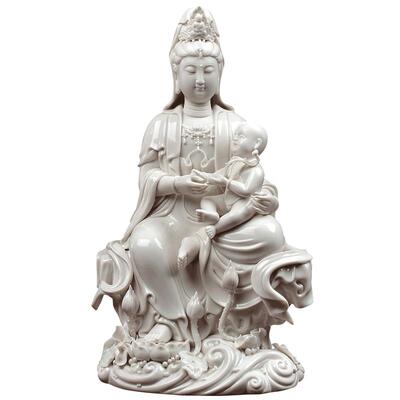 戴玉堂白瓷装饰观世音菩萨观音客厅供奉摆件求子送子观音佛像