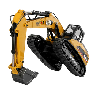 汇纳RC全合金工程车挖掘机580丝杆装载自卸遥控翻斗儿童玩具模型