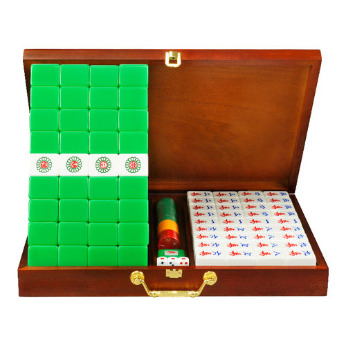 御圣麻将牌家用手搓麻将大号中号家用手打麻将牌高档绿白色麻雀牌