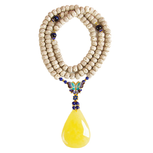 星月菩提子项链女冬季搭配毛衣链长款蜜蜡吊坠 小众设计项链 网红