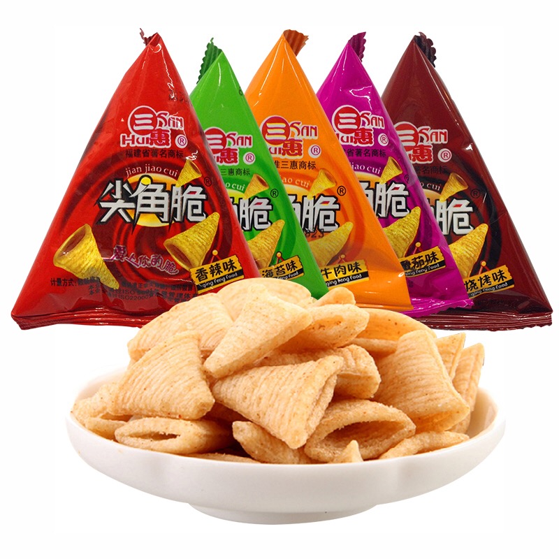 三惠尖角脆妙脆角独立小包装锅巴薯片多种口味膨化休闲零食大礼包