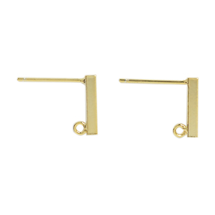 无怯纯银耳环配件DIY手工材料高档带圈的一字长条耳钉高端素材