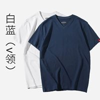 Белый, синий, V-образный вырез