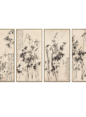 郑板桥水墨新中式风客厅装饰画