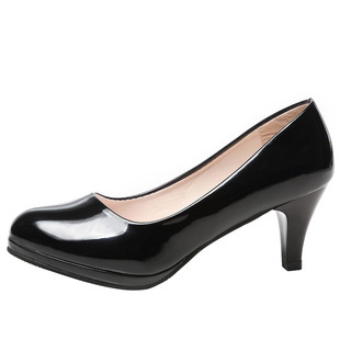 黑色高跟鞋女学生面试正装皮鞋3-5cm舒适中跟工作鞋空乘职业单鞋