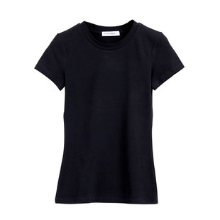 棉T恤女短袖修身显瘦白色紧身小圆领女装黑色打底衫夏季韩范上衣