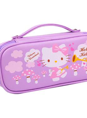 笔袋女生简约文具袋hellokitty大容量文具袋四层韩版手提密码锁笔袋创意可爱小清新少女心笔袋小学生笔盒