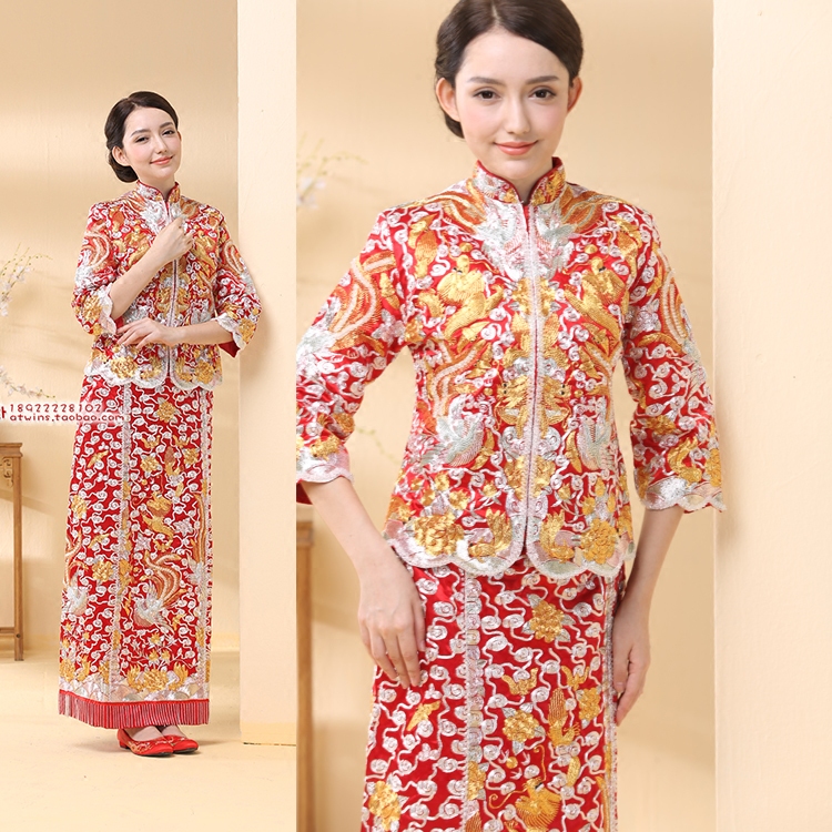 40石榴金鱼水钻豪华收腰褂后双喜龙凤裙褂全手工刺绣新娘礼服出租|ruв категории Женская одежда, Cвадебные платья, платье/вечернее платье - от Buy2taobao.com для оказания профессиональной услуги покупки агента Taobao