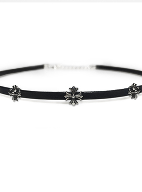 原创手工十字架铆钉牛皮质感项链