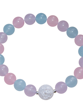 色粉紫黄女白爆花水晶甜美手链