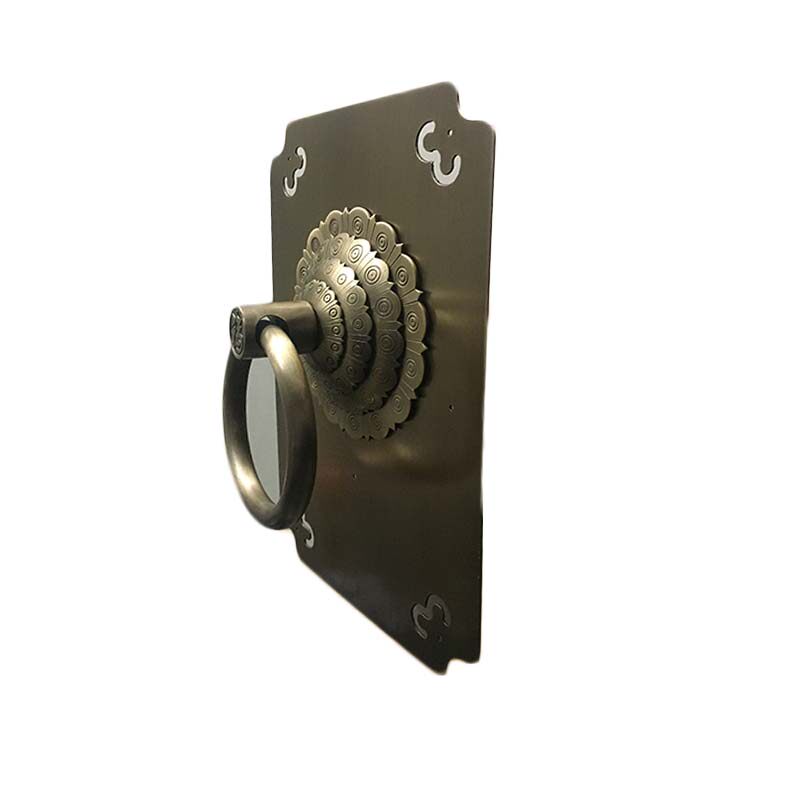 中式仿古实木大门纯铜底牌圆环大拉手配角花仿古装饰别墅大门铜件