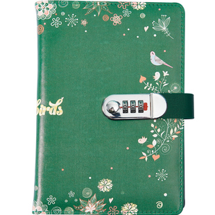 复古密码本创意网红日记本带锁笔记本子小清新ins风加厚读书手账本简约文精致艺大学生可爱少女心文具加密本