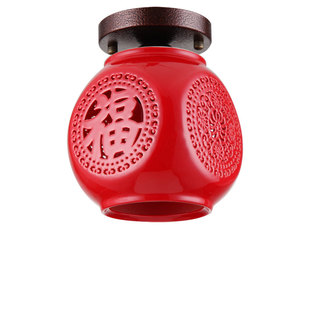 阳台红灯笼创意中国风陶瓷新中式现代简约入户玄关走廊过道吸顶灯