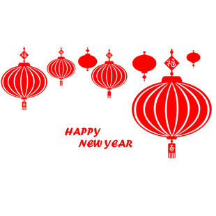 2022虎年新年红灯笼商场橱窗贴玻璃贴新年装饰用品墙贴纸窗花贴纸
