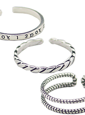 纯银戒指百搭希腊文字个性双层