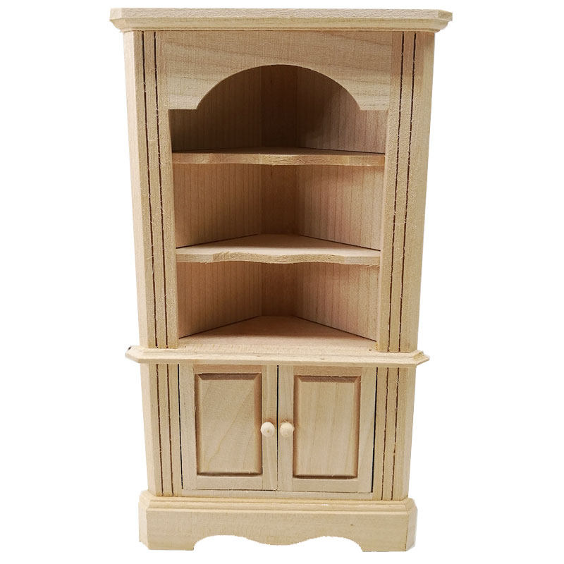 1:12娃娃屋dollhouse迷你木制小家具模型过家家玩具素坯角柜D254