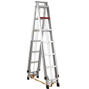 创乾工程梯伸缩梯加厚铝合金人字梯4、5、6、7、8米高空升降梯子