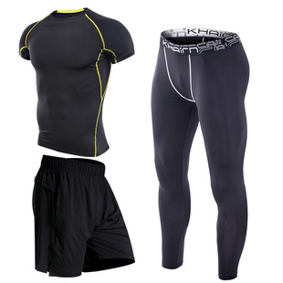 健身房运动服套装夏季宽松大码速干胖子加肥加大跑步训练健身服男