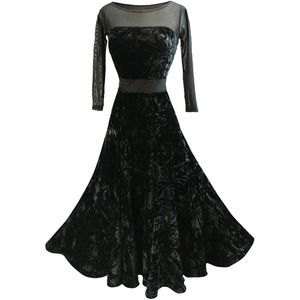 艾美舞服女士摩登舞裙新款高档修身高腰大裙摆国标舞连衣裙练习裙