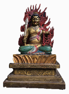 家居铜佛像彩绘铜不动明王