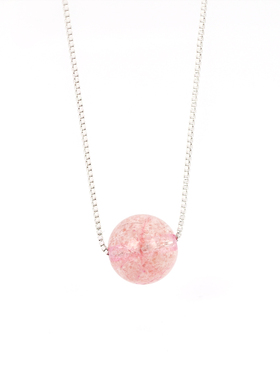 粉红色清新甜美圆形吊坠文艺项链