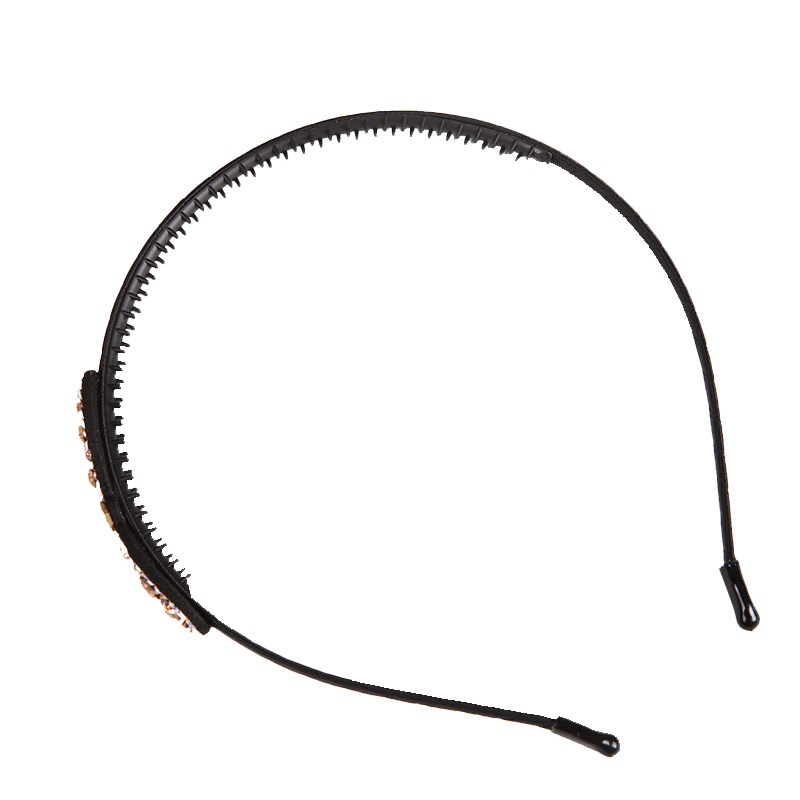 韩国头箍细边带齿防滑水钻蝴蝶结