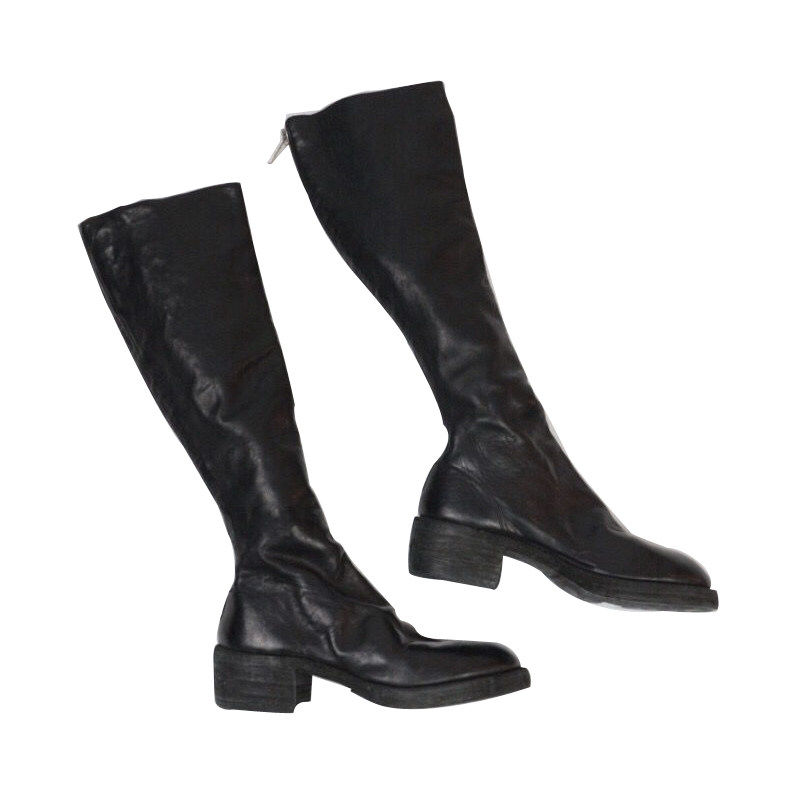 固特异手工鞋 guidi 7910z马皮长靴 后拉链水洗做旧马丁靴高筒女