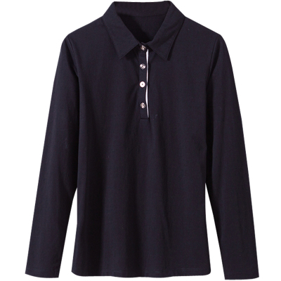 春秋新款纯棉修身风polo衫带领子