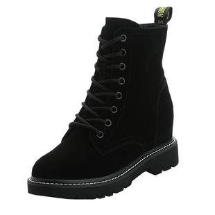 中筒马丁靴女2025秋冬新款真皮休闲厚底内增高女鞋加绒韩版短靴