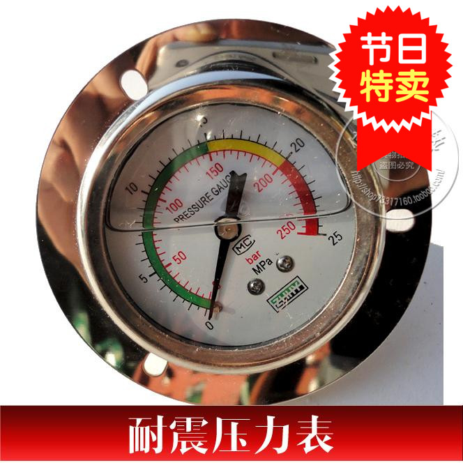 YN60ZT  0-25Mpa 轴向带边 抗震 防震 不锈钢 耐震压力表