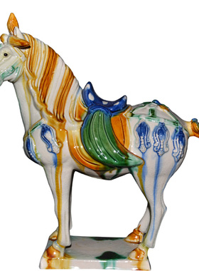 包邮唐三彩马骆驼陶瓷马高樱三花披鬃御用马工艺品摆设件家居具