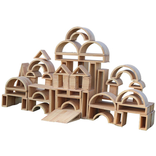 幼教游戏户外大型中空58件空心拼搭积木幼儿园室外建构区实木积木