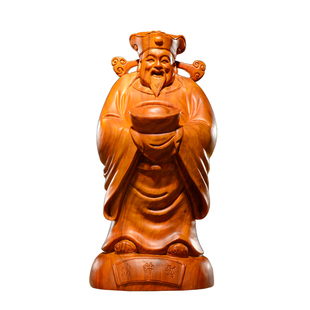 木雕文财神爷佛像摆件 家庭招财镇宅风水开业店铺礼品 红木工艺品