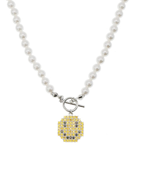 简约S925笑脸微笑网红OT扣珍珠