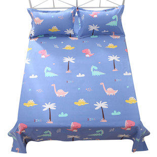 儿童纯棉老粗布卡通汽车恐龙kt猫公主床单全棉帆布双人榻榻米炕单