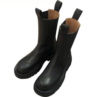 MONA同款女靴子2026新款加绒厚底大头短中筒靴英伦风走秀马丁靴女