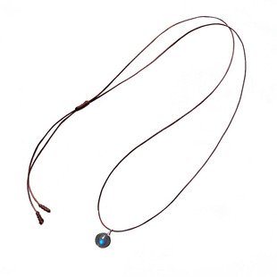 仲夏至 手作文艺灰蓝光月光石小吊坠许愿气质棉麻项链女饰品简约