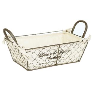 铁艺收纳篮铁丝网格布艺桌面门口杂物面膜整理储物筐美式收纳盒