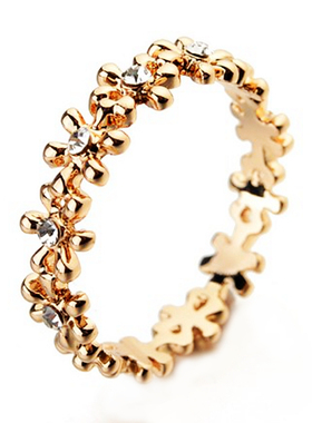 韩国版晶莹雪花半圈点钻女戒指