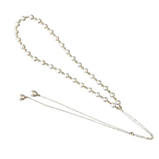 可调节毛衣链 四季淡水珍珠毛衣链Y字多戴法 长款花式链条项链小