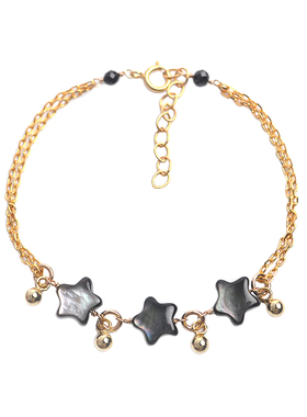 THISNESS 圣诞特辑 黑蝶贝五角星纯银镀金手链