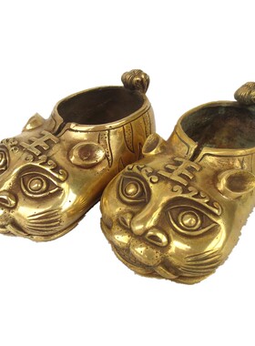 仿古虎头鞋纯铜精工中式摆件