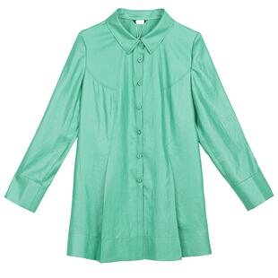 邢氏女装 新款中长款修身上衣大码衬衫女长袖纯色衬衣妈妈薄外套