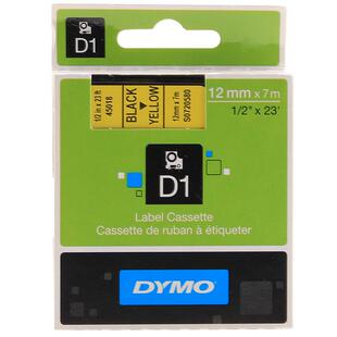 dymo达美标签机色带45018不干胶线缆标签纸12MM*7M黄底黑字D1色带S0720580适用LM160 210D PnP PC 420P 360D