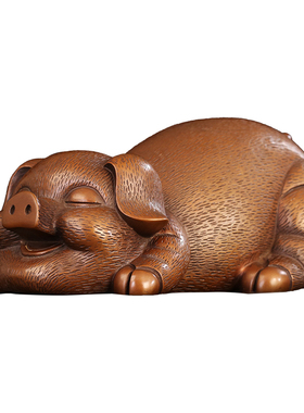 紫铜白日梦想猪摆件生肖装饰品