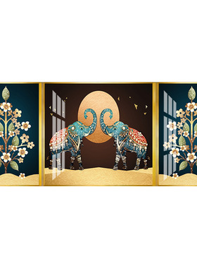 翡冷翠立体轻奢风客厅三联晶瓷画